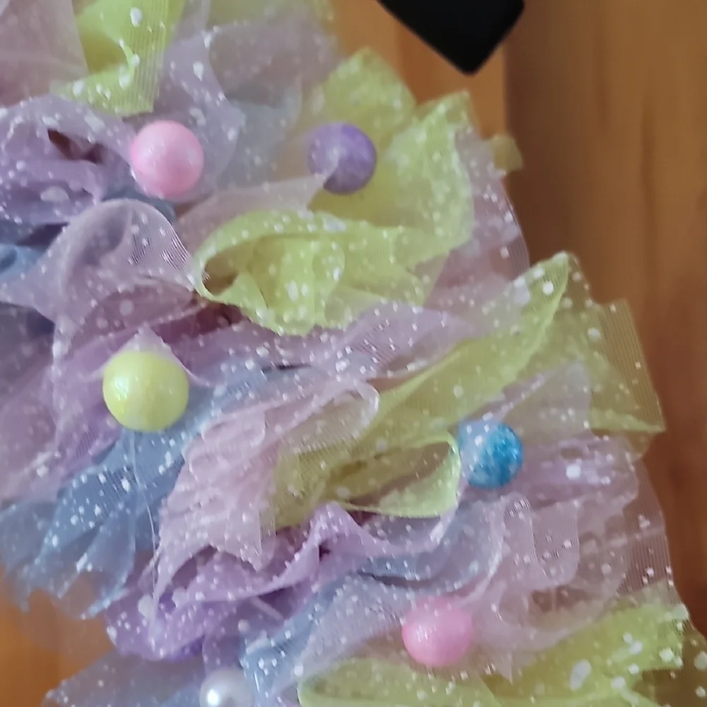 Pastel Easter Wreath with Bunny Accent